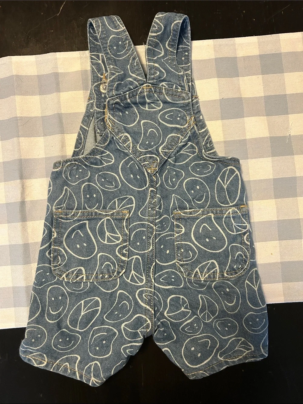 Old Navy Smiley Face & Peace Signs Jean Overalls